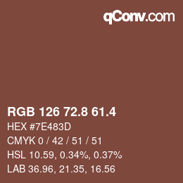 カラーコード: RGB 126 72.8 61.4 | qconv.com