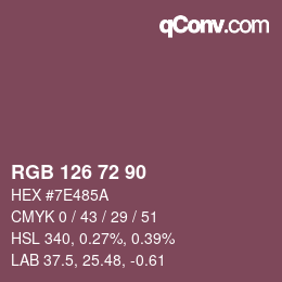 カラーコード: RGB 126 72 90 | qconv.com
