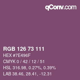 颜色代码: RGB 126 73 111 | qconv.com