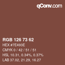 Farbcode: RGB 126 73 62 | qconv.com
