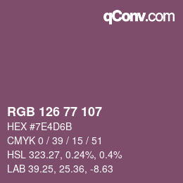 颜色代码: RGB 126 77 107 | qconv.com