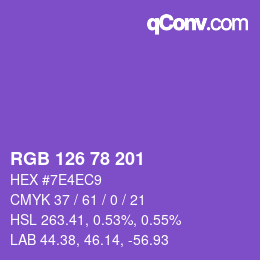 Color code: RGB 126 78 201 | qconv.com