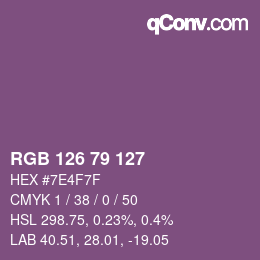 Farbcode: RGB 126 79 127 | qconv.com