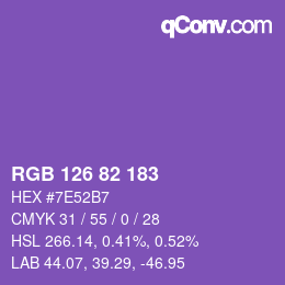 Farbcode: RGB 126 82 183 | qconv.com