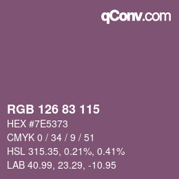 Color code: RGB 126 83 115 | qconv.com