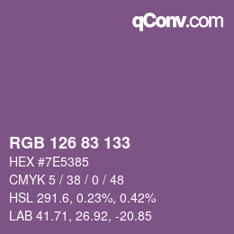 カラーコード: RGB 126 83 133 | qconv.com