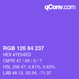 カラーコード: RGB 126 84 237 | qconv.com