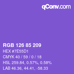 颜色代码: RGB 126 85 209 | qconv.com