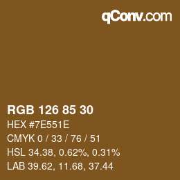 Color code: RGB 126 85 30 | qconv.com