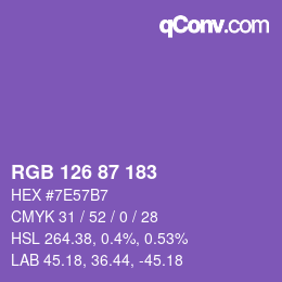 Farbcode: RGB 126 87 183 | qconv.com
