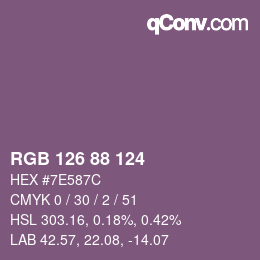 Farbcode: RGB 126 88 124 | qconv.com