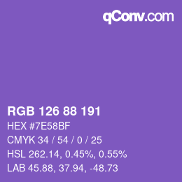Color code: RGB 126 88 191 | qconv.com