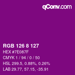 Color code: RGB 126 8 127 | qconv.com