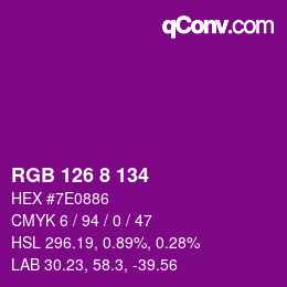 Color code: RGB 126 8 134 | qconv.com