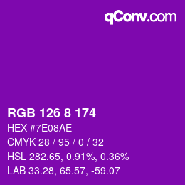 Color code: RGB 126 8 174 | qconv.com