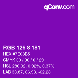 颜色代码: RGB 126 8 181 | qconv.com