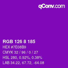 Color code: RGB 126 8 185 | qconv.com