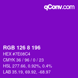 Color code: RGB 126 8 196 | qconv.com