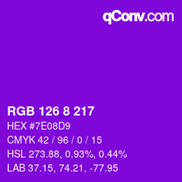Color code: RGB 126 8 217 | qconv.com