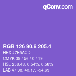 カラーコード: RGB 126 90.8 205.4 | qconv.com