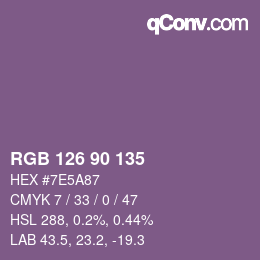 Farbcode: RGB 126 90 135 | qconv.com