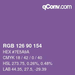 カラーコード: RGB 126 90 154 | qconv.com