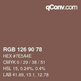 Farbcode: RGB 126 90 78 | qconv.com