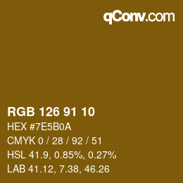 Color code: RGB 126 91 10 | qconv.com