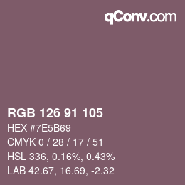 Color code: RGB 126 91 105 | qconv.com
