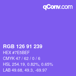 カラーコード: RGB 126 91 239 | qconv.com