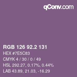 Color code: RGB 126 92.2 131 | qconv.com