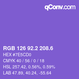カラーコード: RGB 126 92.2 208.6 | qconv.com