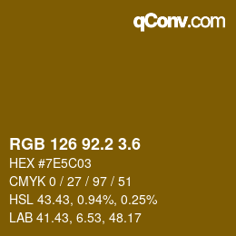 カラーコード: RGB 126 92.2 3.6 | qconv.com