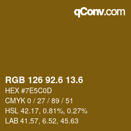 カラーコード: RGB 126 92.6 13.6 | qconv.com
