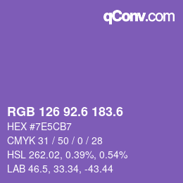 カラーコード: RGB 126 92.6 183.6 | qconv.com