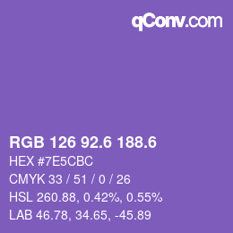 カラーコード: RGB 126 92.6 188.6 | qconv.com