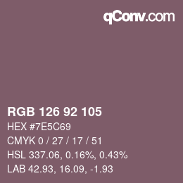 カラーコード: RGB 126 92 105 | qconv.com