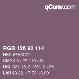 Color code: RGB 126 92 114 | qconv.com