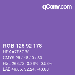 カラーコード: RGB 126 92 178 | qconv.com