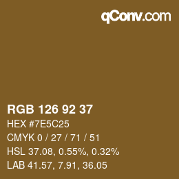 Color code: RGB 126 92 37 | qconv.com