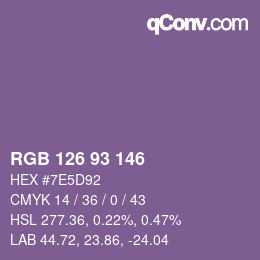 Farbcode: RGB 126 93 146 | qconv.com