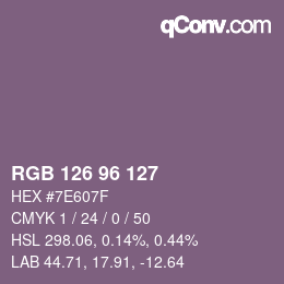 Código de color: RGB 126 96 127 | qconv.com