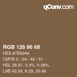 カラーコード: RGB 126 96 68 | qconv.com
