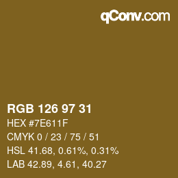 カラーコード: RGB 126 97 31 | qconv.com