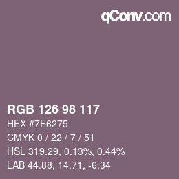 Color code: RGB 126 98 117 | qconv.com
