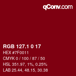 カラーコード: RGB 127.1 0 17 | qconv.com
