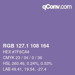 カラーコード: RGB 127.1 108 164 | qconv.com