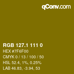 カラーコード: RGB 127.1 111 0 | qconv.com