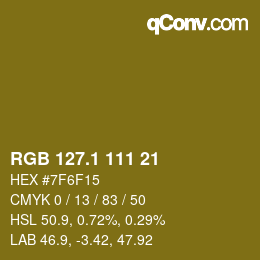 カラーコード: RGB 127.1 111 21 | qconv.com