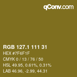 カラーコード: RGB 127.1 111 31 | qconv.com